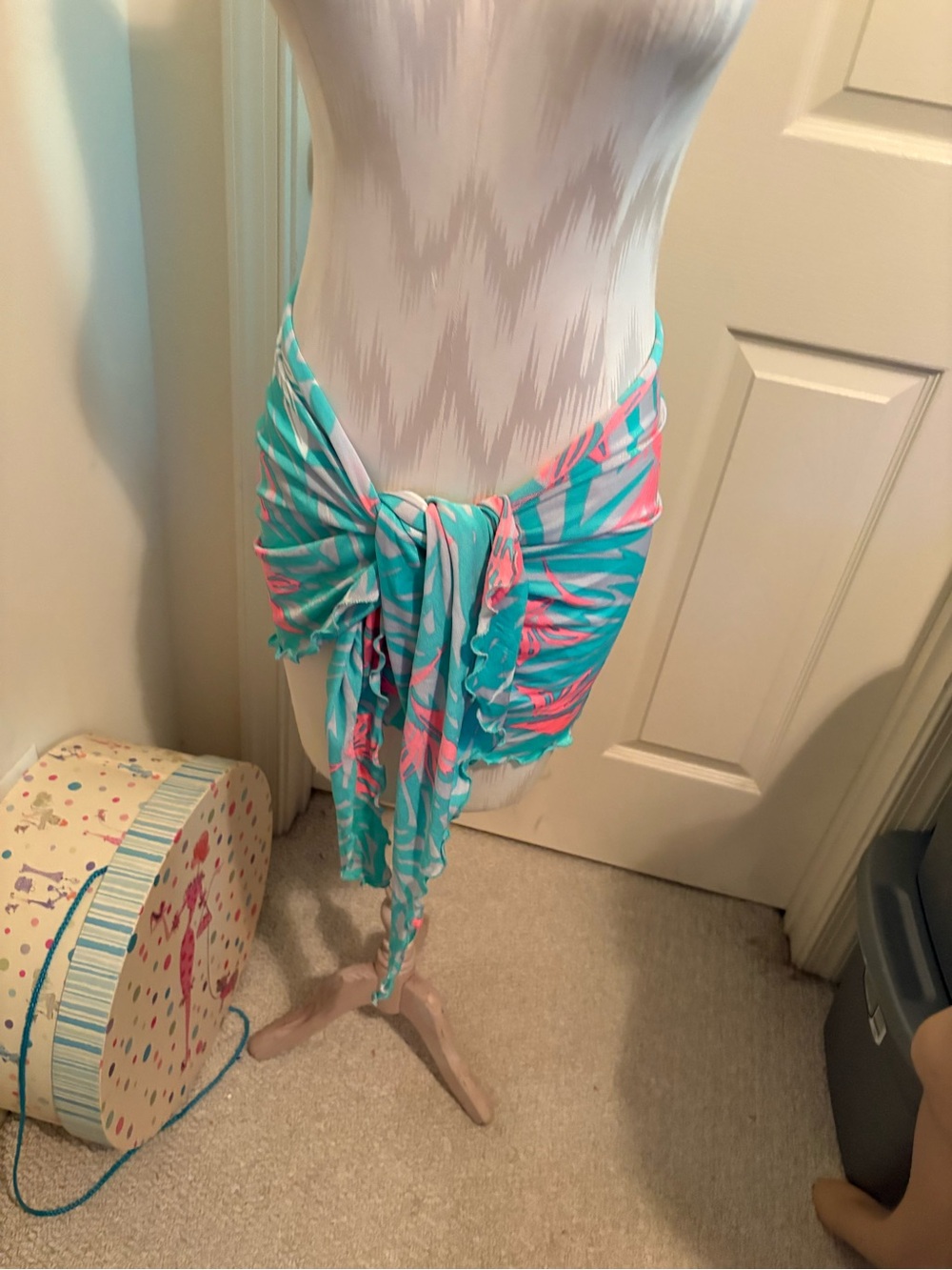 Victoria’s Secret Turquoise & Pink Printed Tie-Waist Sarong Skirt one size